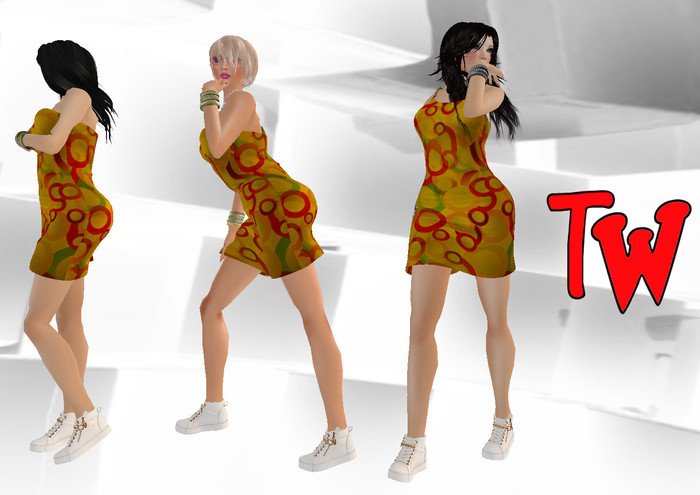 TW>One Shoulder Chain Strap Dress Yellow Cycles