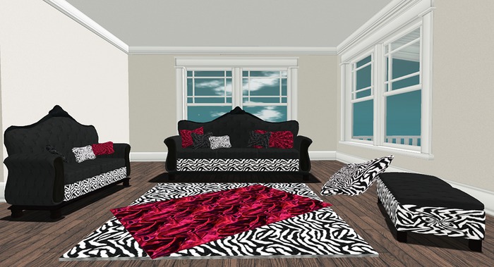 Victorian Sofa Set Zebra Blk 