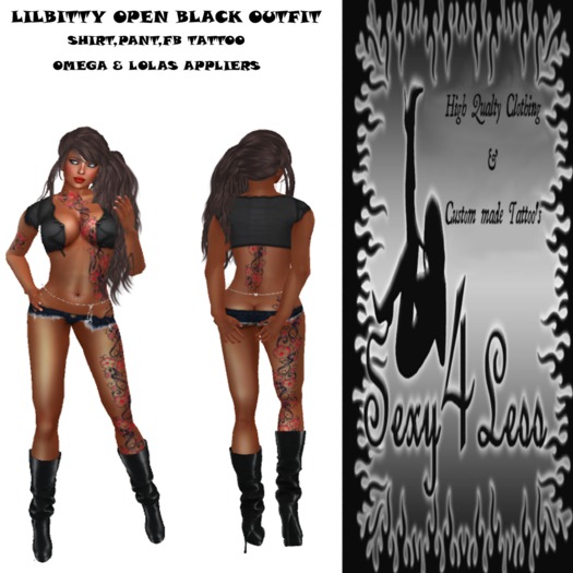 LILBITTY BLACK OPEN OUTFIT OMEGA & LOLAS APPLIERS
