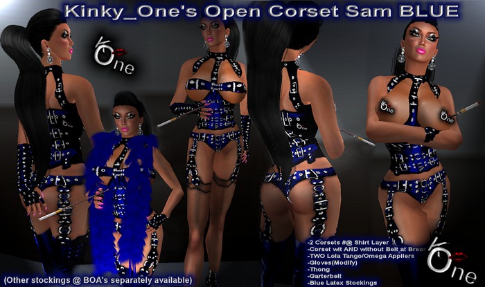 Kinky_One's Open Corset  "SAM" BLUE