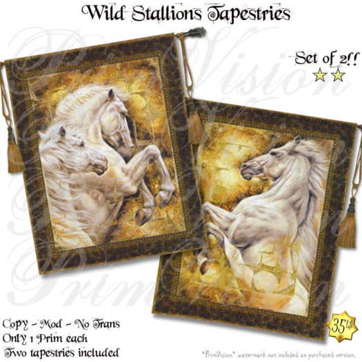 *PV* Wild Stallions Tapestries ~ SET OF TWO!