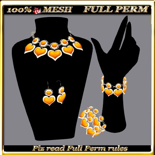 LW- Heart Jewelry Set - Full Perm 8 (necklace, bracelets, earrings)