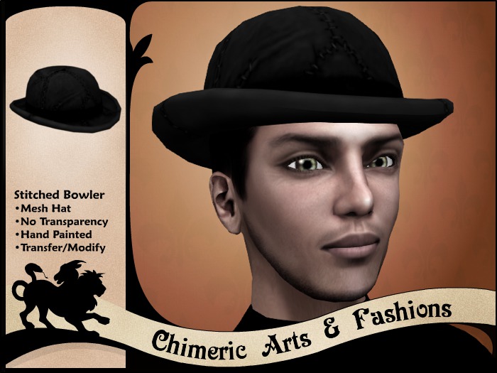 ~Chimeric Fashions~ Stitched Bowler Hat (Black)