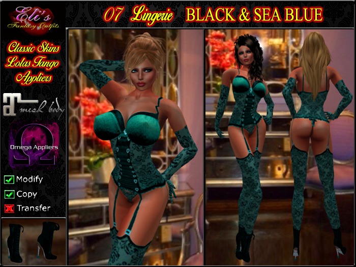07 Lingerie Sea Blue & Black