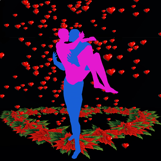 Lovers Cuddle&Kiss Flower Heart