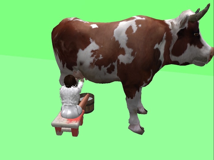Mesh Cow With Milking Animation