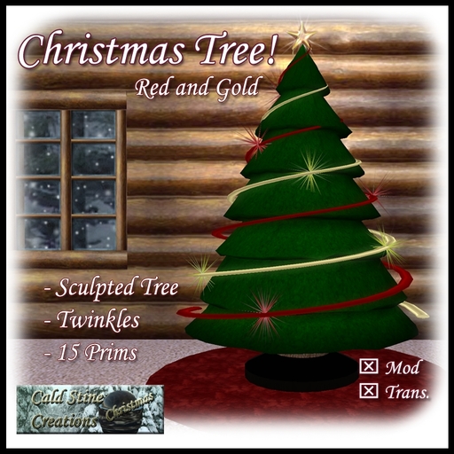 Christmas Tree Red and Gold - sculpted