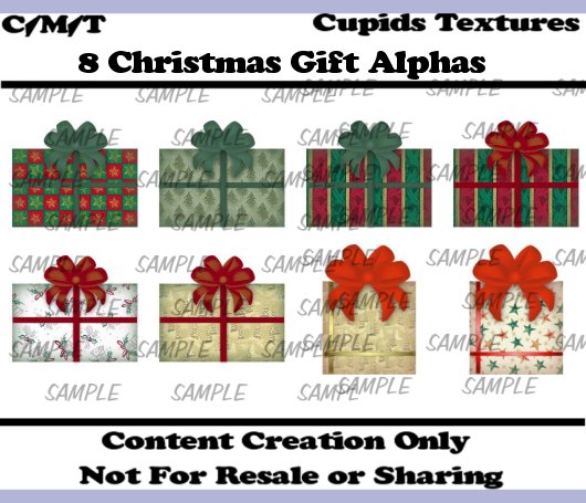 *CUPIDS TEXTURES* 8 Christmas Gift Alpha Textures