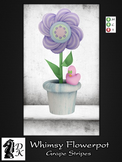 DK Decor - Whimsy Flowerpot - Grape Stripes