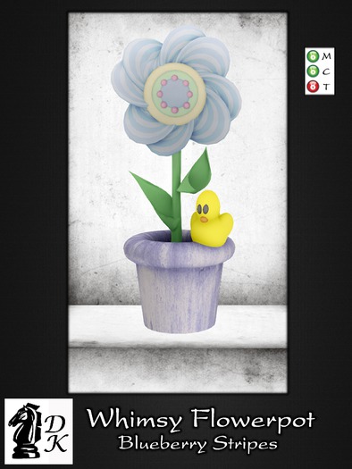 DKD - Whimsy Flowerpot - Blueberry Stripes