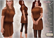 [V/W] Nellie Bronze - Medieval fantasy off shoulder burlap tunic with high stockings / leg warmers in 2 lenghts