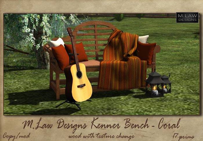 .:M.LAW:. Kenner Garden Bench CORAL BOX