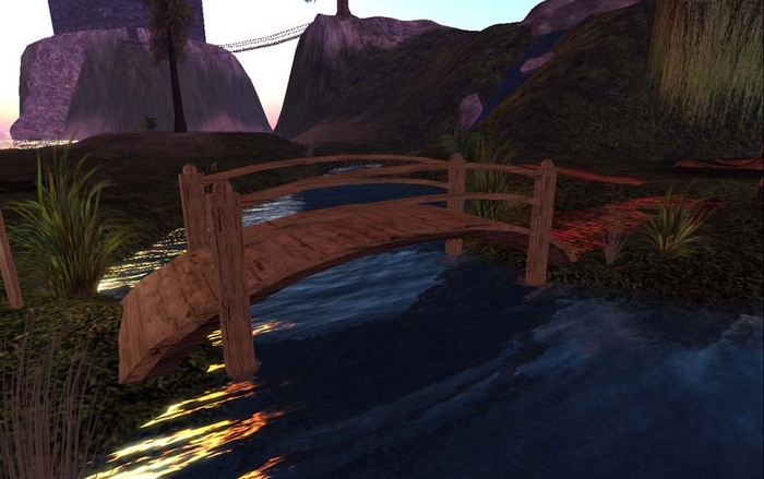 Weathered Wooden Garden Bridge