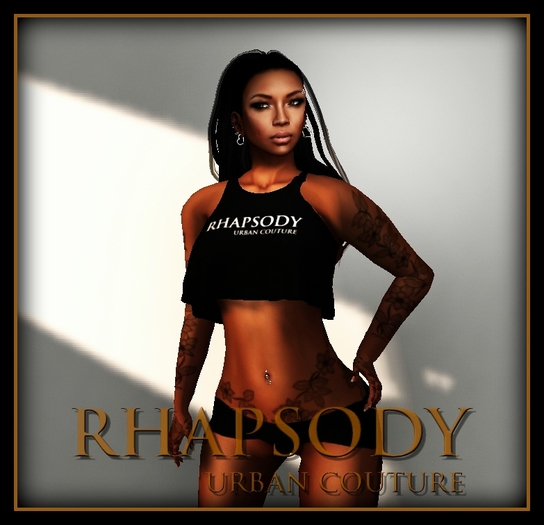 Rhapsody Urban Couture Logo Cropped Racerback Tops