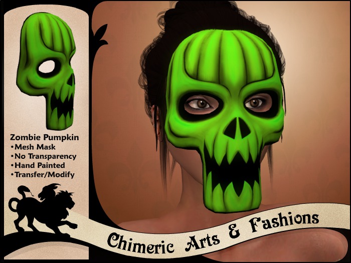 ~Chimeric Fashions~ Zombie Pumpkin Mask (Green)