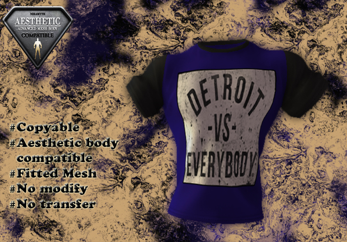 (JD)Blue/blk Detroit vs  T-Shirt - Fitted Mesh
