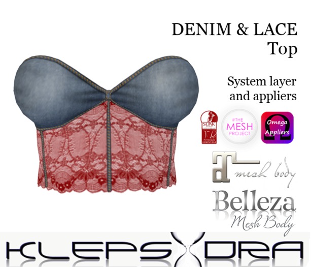  Klepsydra - Denim & Lace Top Red - Appliers 