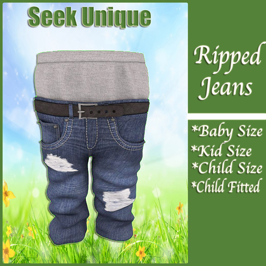 {SU) RIPPED SAG JEANS