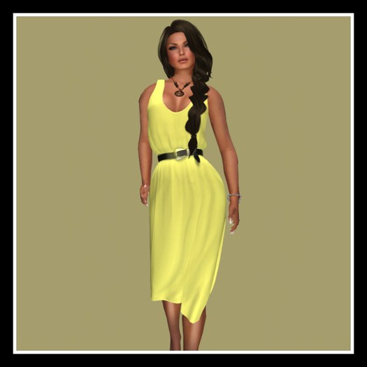 Yellow Summer Tank Dress with Belt