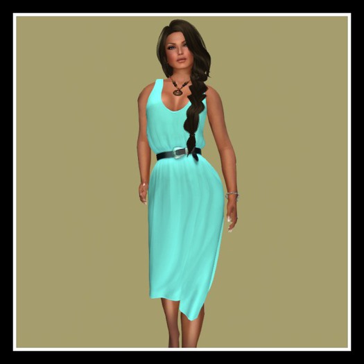 Aqua Summer Tank Dress with Belt