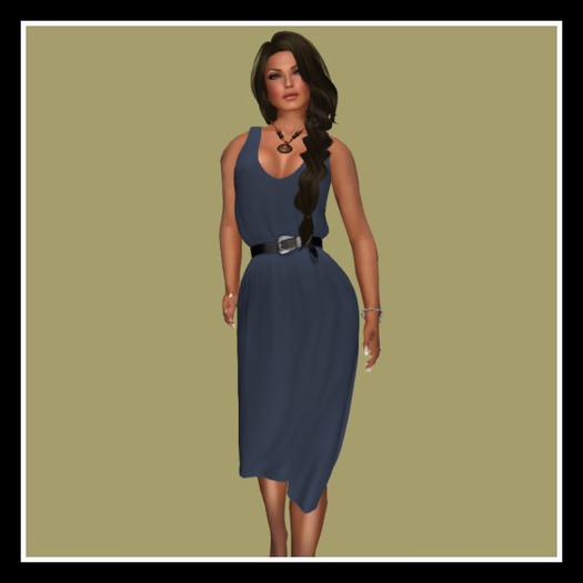 Blue Summer Tank Dress with Belt