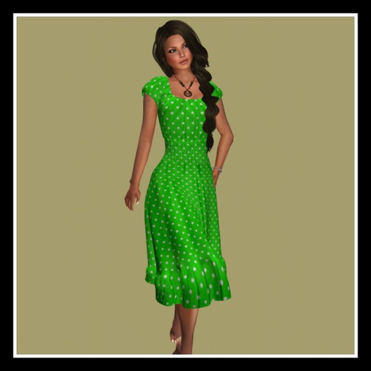 GREEN PEASANT DRESS