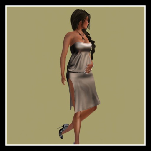 SILVER SILK STRAPLESS DRESS