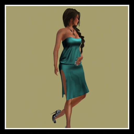 GREEN SILK STRAPLESS DRESS