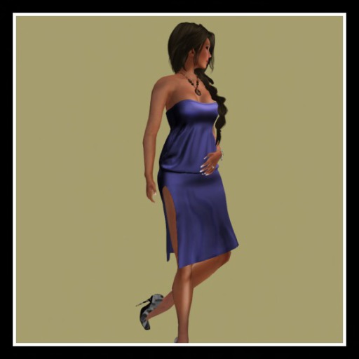 BLUE SILK STRAPLESS DRESS