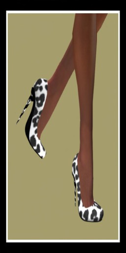 VLD WHITE  ANIMAL PRINT HEELS FOR SLINK HIGH FEET-B