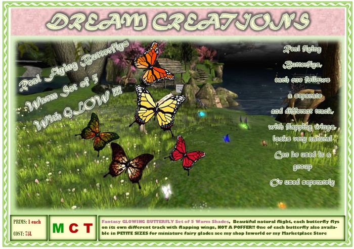 Butterflys  GLOW Set of 5 Warm Shades