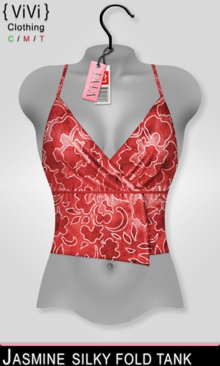{ ViVi } Jasmine - Silky Fold Tank - Red