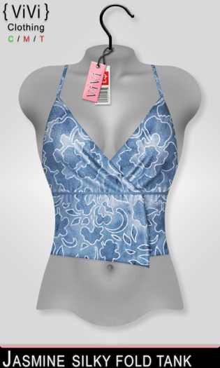 { ViVi } Jasmine - Silky Fold Tank - Blue
