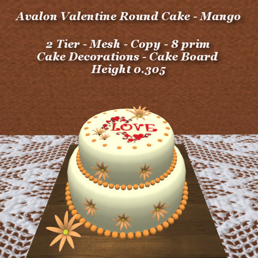 Avalon Valentine Cake Round 2 Tier Mango