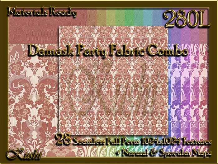 Damask Party Fabric Combo Seamless Textures Materials Ready Full Perms 1024x1024