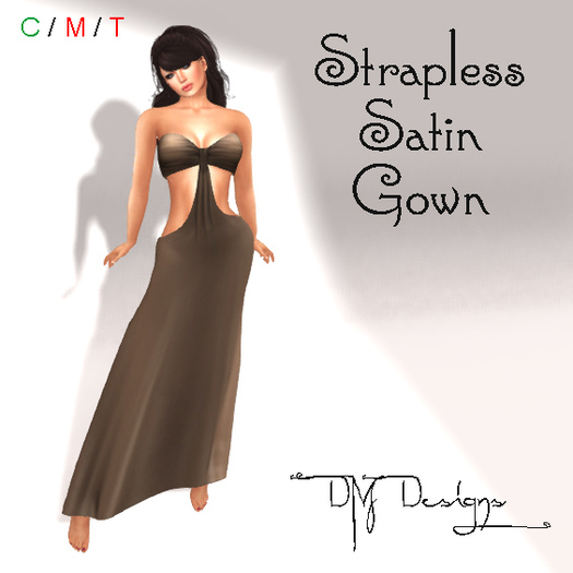 .::DM::. Strapless Satin Gown - Soft Brown