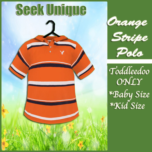 {SU}AE ORANGE STRIPE POLO