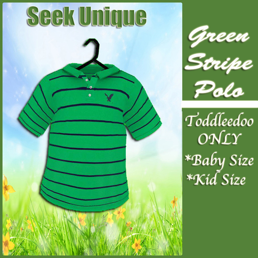 {SU}AE GREEN STRIPE POLO