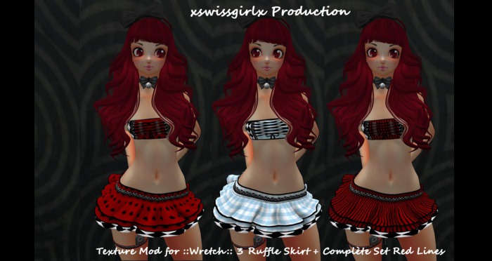 Kemono 3 Ruffle Skirts Alice Blue / Red / Red Lines