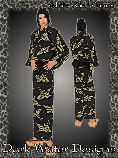 DWD Yukata - Gold Crane Print