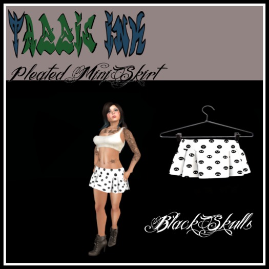 Tazzie Ink ~ Black Skulls Mini Pleated