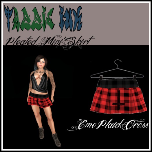 Tazzie Ink ~Emo Plaid Cross Mini Pleated