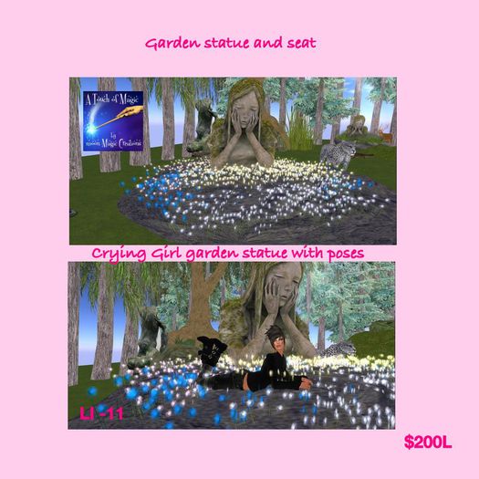 Crying girl Statue with sit annimations
