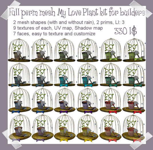 Second Life Marketplace - Full Perm MESH My Love plant kit for builders