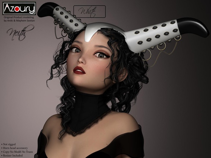 AZOURY - Neith - Horn Head Accessory (White)