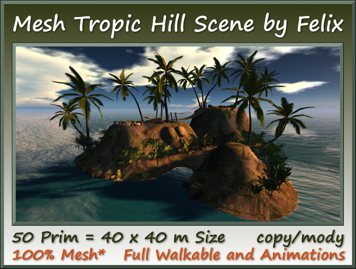 Mesh Tropic Hill Scene 50 Prim=40x40m Size copy-mody