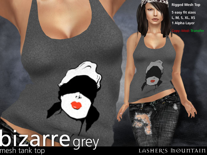 Bizarre - Grey Rigged Mesh Arty Tank Top 