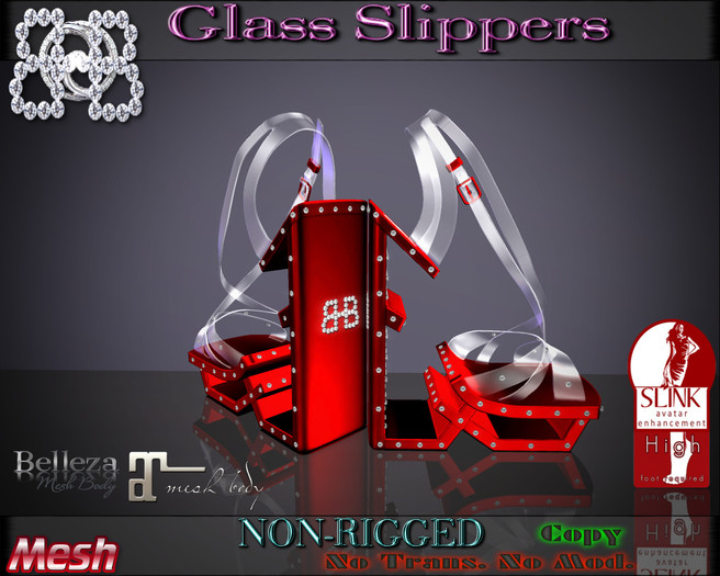 !!BHB!! GLASS SLIPPERS SASSY RED(belleza, slink, maitreya)