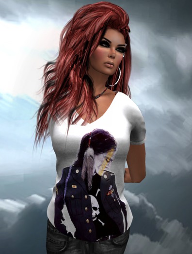 war jacket Ladies Mesh Vneck Tee