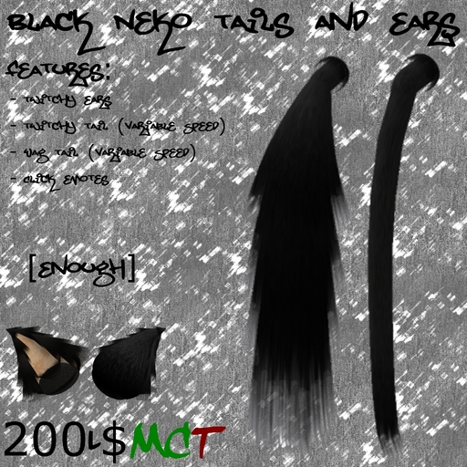 [Enough]Black Neko Tails and Ears
